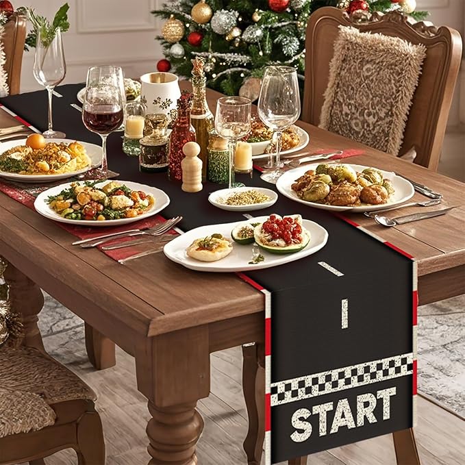 Race Track Table Runner Seasonal Spring Fall Kitchen Dining Linen Table Decoration for Indoor Outdoor Home Party Dinner 13x72 Inch