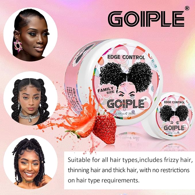 8.25 OZ Edge Control Wax for Women Strong Hold Non-greasy Edge Smoother, Edge Control for Back Hair Extreme Hold Pack, Hair Gel for All Hair Types, No Flaking, Extra Hold Water-based Edge Stay Gel Set