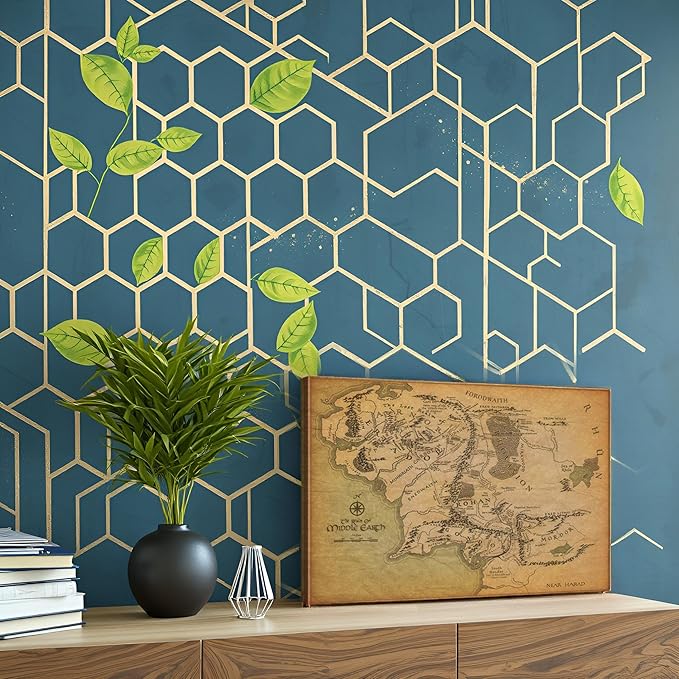 Middle Earth Map Wall Art Canvas Print - Fantasy Map of Middle Earth - 12''H x 18''W with Inner Wooden Frame - Lightweight & Easy to Hang - Perfect for Bedroom, Game Room Decor