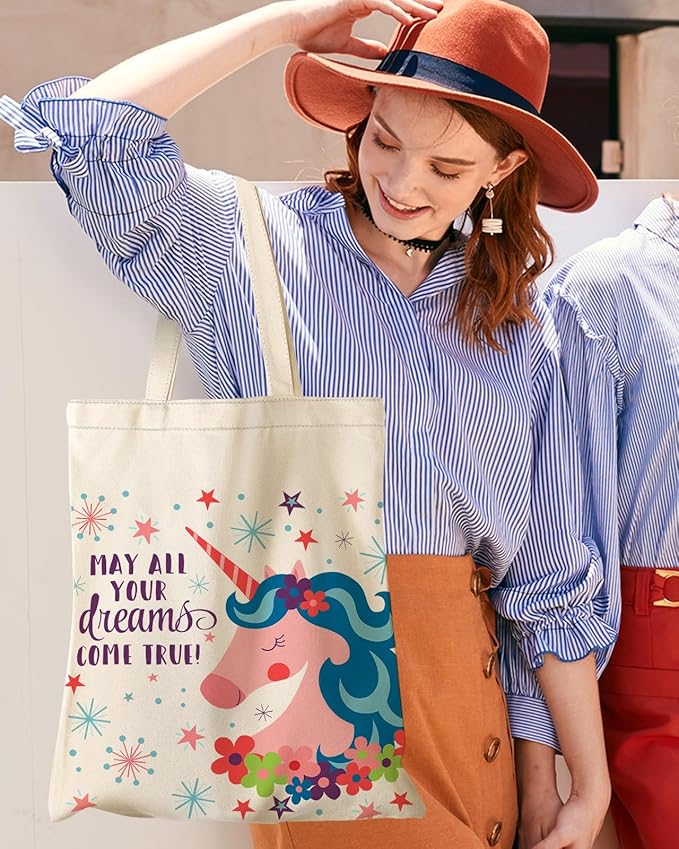 Canvas Tote Bag with Pocket - Aesthetic Cute Canvas Bag for Women Shoulder Totes for Shopping, Work, Gym