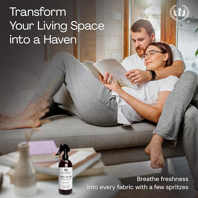 Muse Apothecary Linen Ritual - Aromatic, Soothing, and Relaxing Linen Mist, Laundry and Fabric Spray - Infused with Natural Aromatherapy Essential Oils - 4 oz, Amber Cashmere, 2 Pack