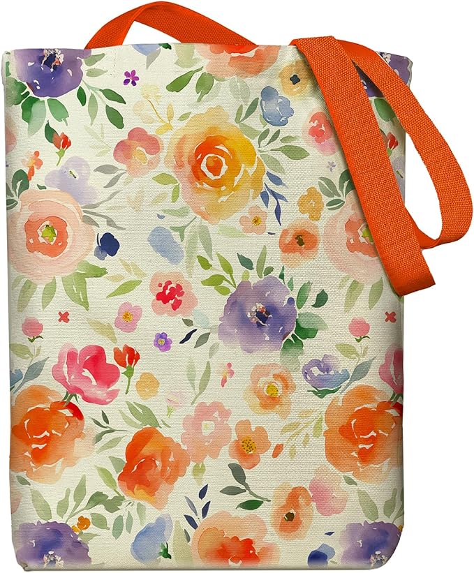 Canvas Tote Bag for Women, Aesthetic Tote Bag with Zipper Pocket for Grocery Travel Work Gift, Canvas Shopping Bag