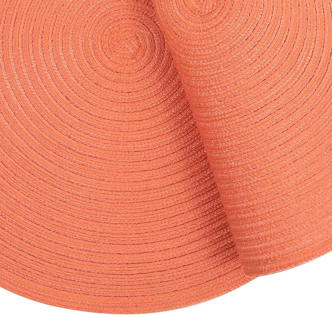 SHACOS Round Braided Placemats Set of 6 Washable Cotton Polyester Round Placemats for Kitchen Table 15 inch Round Table Mats (Coral, 6)