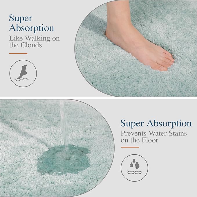 Walensee Large Bathroom Rug (24 x 36, Aqua) Extra Soft and Absorbent Shaggy Bath Mat Machine Washable Microfiber Non Slip Luxury Floor Mat
