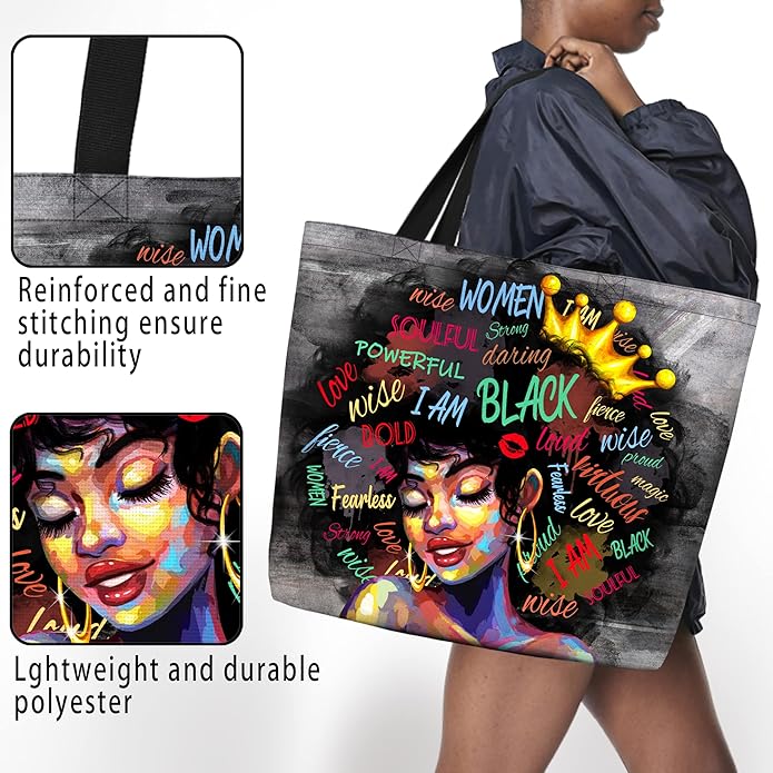 IAGM Women Tote Bags African American Woman Shoulder Bag Afro Black Girl Magic Satchel Handbags For Shopping,Work,Grocery,Gym