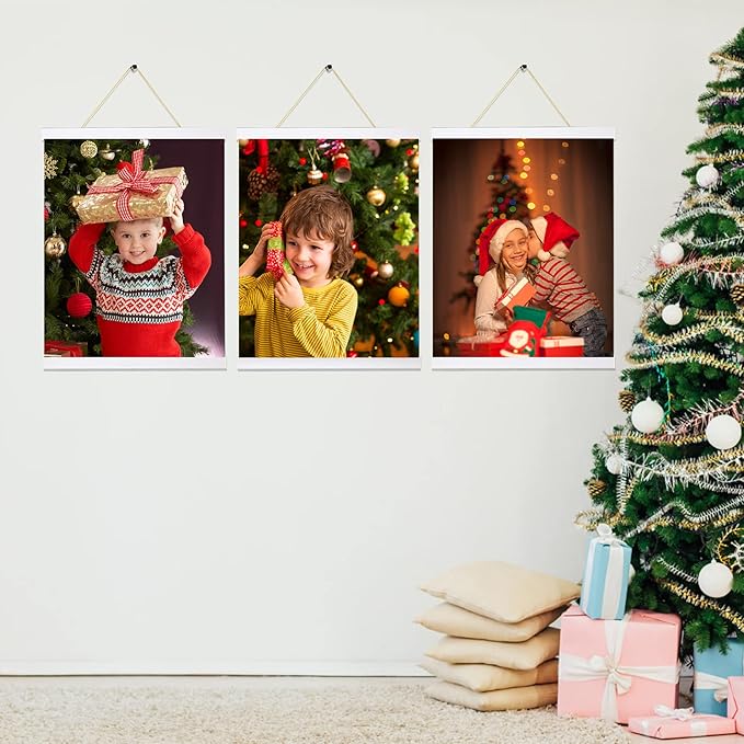 3 Pack Magnetic Poster Hanger Frame 12 Inch White, 12x18 12x16 12x24 Poster Frame Wood Magnet Frames Hangers for Photos, Pictures, Prints, Maps, Canvas Artwork,Diamond Art Painting