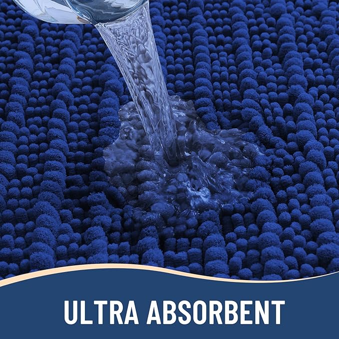 Arotive Luxury Chenille Bathroom Rug Mat, Extra Soft Thick Absorbent Shaggy Bath Rugs, Non-Slip Machine Wash Dry, Plush Bath Mats for Bathroom, Shower and Tub, 36x24, Royal Blue