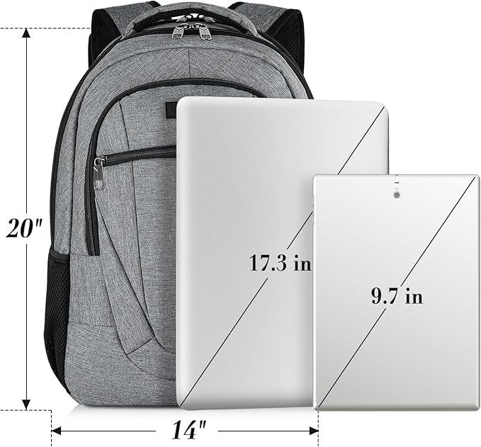 BIKROD 45L Extra Large Travel Laptop Backpack for Men and Women, Carry on Back Pack with USB Charging Port Fit 18.4 IN Laptop, Grey, Gift