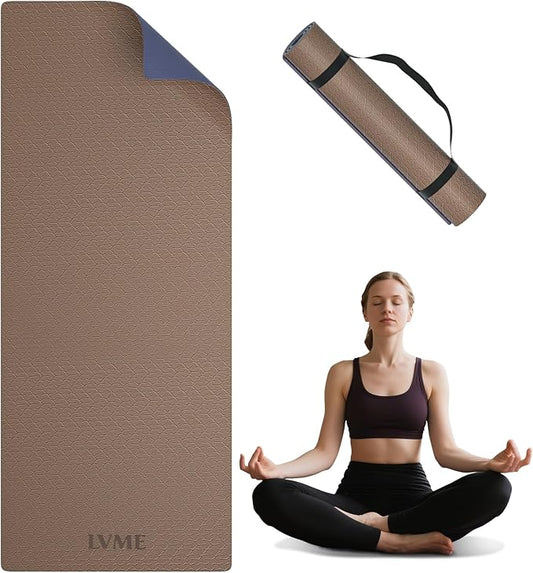 Yoga Mat Non Slip, Anti-Tear 1/4 Thick TPE Yoga Mats for Women and Men, a stylish and practical dual-tone yoga mat.72"x24" Exercise & Fitness Mat with Carrying Strap, Workout Mats for Yoga, Pilates and Floor Exercise