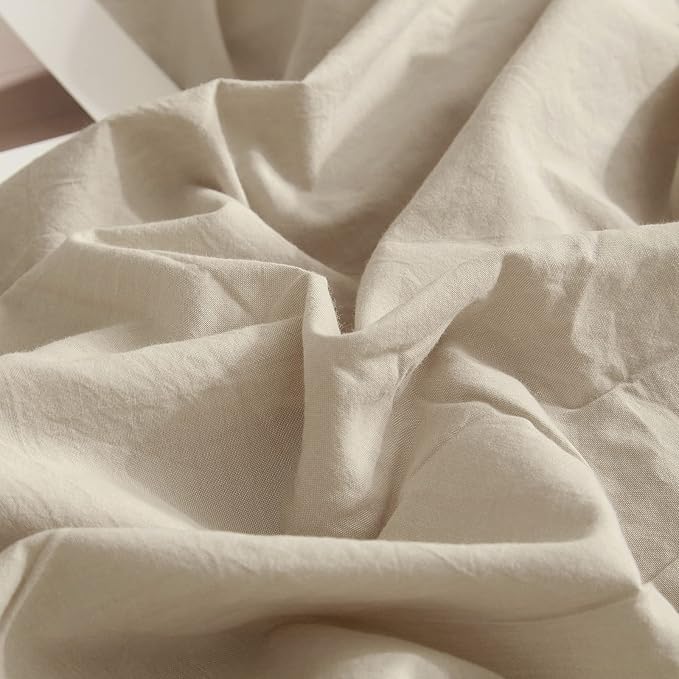 AMWAN Solid Beige Duvet Cover Twin XL Soft Washed Cotton Beige Bedding Sets Modern Style Boho Beige Comforter Cover Solid Color Beige Tan Duvet Cover 1 Twin XL Duvet Cover with 2 Pillow Shams
