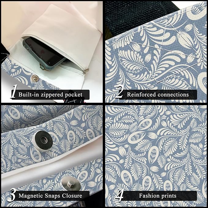 Canvas Tote Bag for Women，Cute Heavy-Duty Shoulder Bag with Zipper Pocket -Travel Tote for Grocery, Gym,Shopping