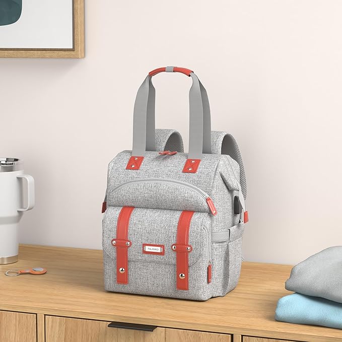 FALANKO Laptop Backpack for Women, Work Doctor Teacher Nurse Wide Open College School Student 17.3 Inch Laptops Bookbag Purse with USB Charging Port, Travel RFID Computer Bag for Men Women Girls Grey