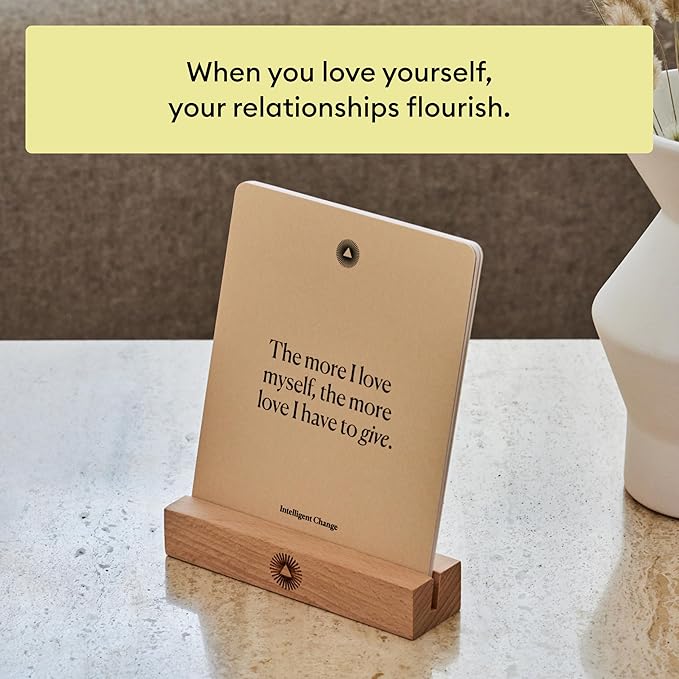 Intelligent Change 52 Mindful Affirmation Cards for Love and Relationships, Daily Words of Inspiration, Self Care Positive Affirmation Cards for Women with Stand, Gifts For Women, Mothers Day Gifts