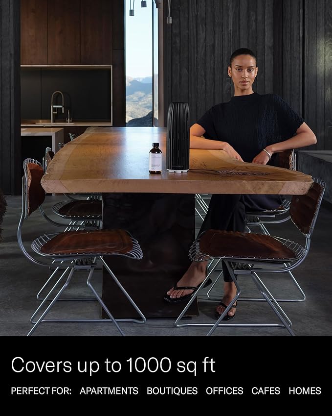 AromaTech Ambience Scent Diffuser for Essential Oil Blends & Fragrances – Waterless Scent Machine w/Bluetooth for Home, Bathroom Boutiques, Hotel, Spa – Charcoal