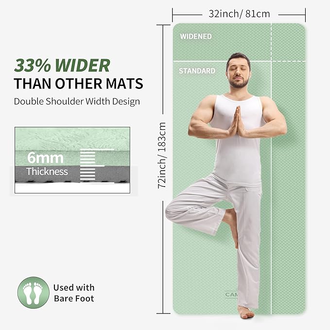 CAMBIVO Extra Wide Yoga Mat for Women and Men (72"/84"x 32"x 1/4") TPE Workout Mat, Non-slip Large Exercise Fitness Mat for Yoga, Pilates, Workout