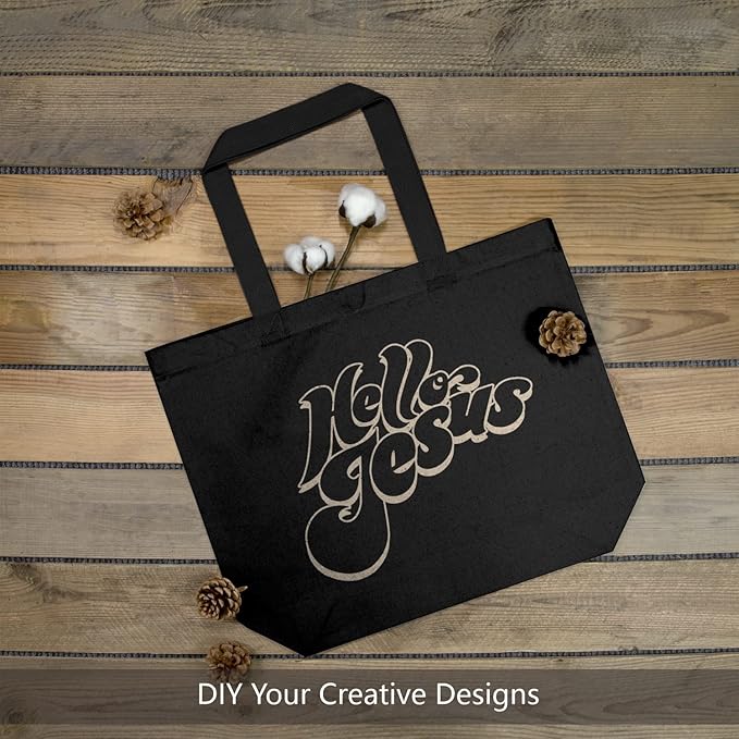 TOPDesign 2-Pack Canvas Tote Bags with Magnetic Snap, Reusable Grocery Shopping Bags, DIY Your Creative Designs