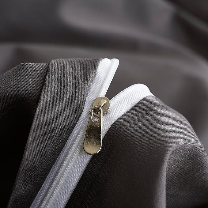 mixinni Long Staple Cotton Percale Golden Paisley Duvet Cover Queen Size Boho Floral Pattern 3 Pieces Soft Aesthetic Bedding Set for Him and Her, 1 Duvet Cover and 2 Pillowcases for All Seasons