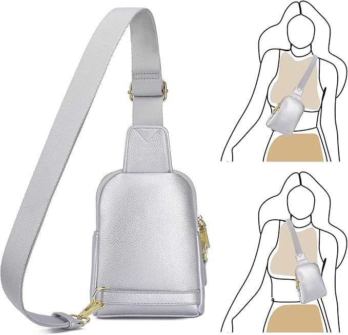 INICAT Travel Small Sling Bag Leather Crossbody Bags for Women Fanny Packs Cross Body Bag for Woman Cross Body Purses