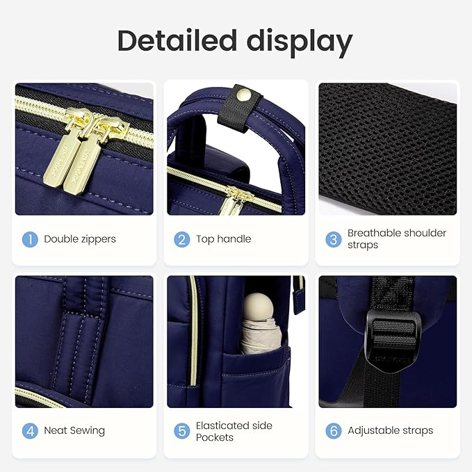 LOVEVOOK Laptop Backpack Women 15.6 inch,Lightweight Puffer Travel Backpacks for Women,Quilted Laptop Bag Computer Work Teacher Nurse Backpack,Womens Backpack Purse for College Business,Dark Blue