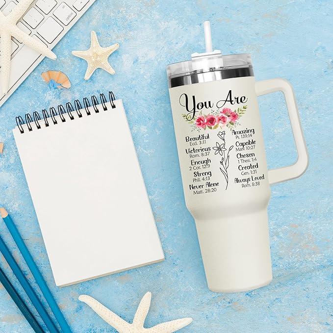 Christian Gifts for Women, Inspirational gifts for woman - Christian Birthday gifts for women friendship, Religious Gifts for Women - Christmas Birthday Woman 40Oz Tumbler with Handle for Girl, Female