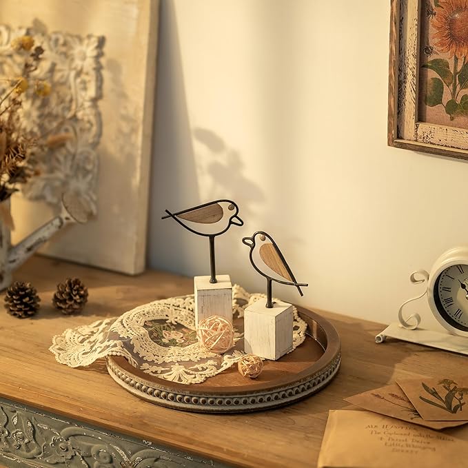 Hanobe Candle Tray Holder Decorative: Round Coffee Table Home Decor Centerpiece Boho Serving Trays for Living Room Kitchen