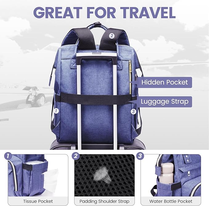 LOVEVOOK Women's 15.6 Inch Professional Travel Backpack, Waterproof College Work Bag with USB Port, Blue-Violet