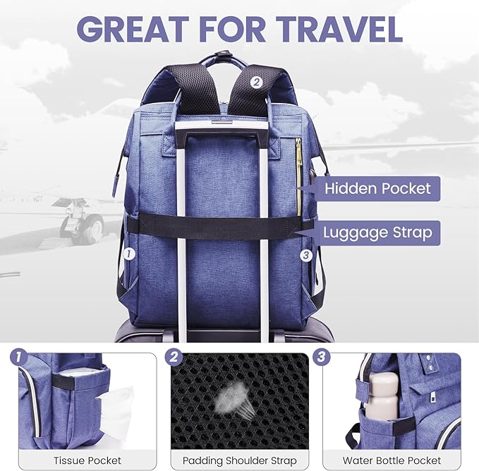 LOVEVOOK Laptop Backpack for Women,17 Inch Professional Womens Travel Backpack Purse Computer Laptop Bag Nurse Teacher Backpack,Waterproof College Work Bag Carry on Back Pack with USB Port,Blue-violet