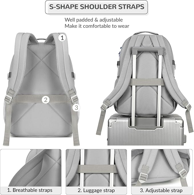 Lohol Water Resistant Daypack with Mulitiple Pockets for School Travel Outdoor College, 15.6 inch Laptop Backpack for Men and Women (Grey)