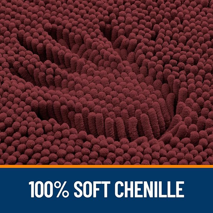 OLANLY Bathroom Rugs 44x24, Extra Soft Absorbent Chenille Bath Rugs, Rubber Backing Quick Dry, Machine Washable Bath Mats for Bathroom Floor, Tub and Shower, Home Decor Accessories, Andorra Red-Brown