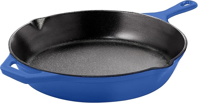 Utopia Kitchen Pre Seasoned Chefs Pan Cast Iron Skillet Frying Safe Grill Cookware for indoor & Outdoor Use (Blue, 10.25 Inch (Pack of 1))
