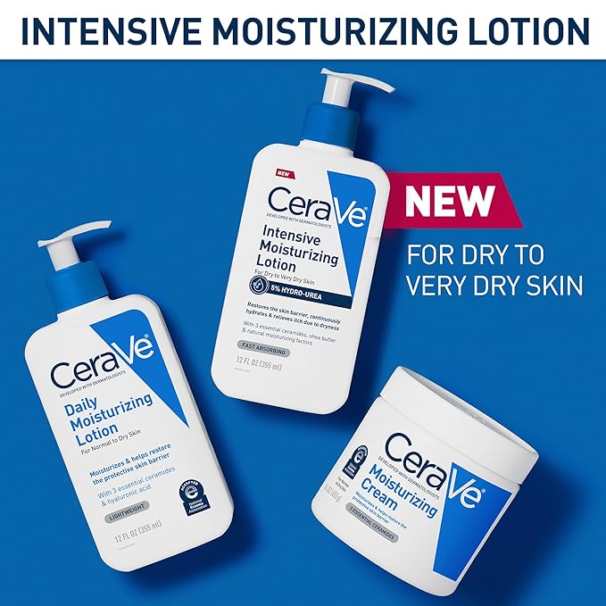 CeraVe Intensive Moisturizing Lotion, Hydro-Urea + Shea Butter, Body Lotion For Dry Skin, Relieves Signs Of Extra Dry Skin, Non Greasy Hydrating Cream For Rough, Tight, Red & Itchy Skin, 16oz
