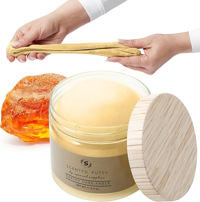 Special Supplies Scented Therapy Putty Dough - Infused with Pure Essential Oils for Aromatherapy and Meditation- Relaxation Gifts for Kids and Adults - Non-Stick (Earthy Dark Amber (4.5 oz))