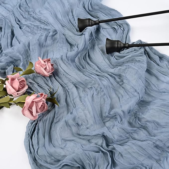 16 Pack Cheesecloth Table Runner, 35x120 Inch Boho Gauze Table Runners, Cheese Cloth Long Table Runner Elegant Table Runners for Party Wedding Bridal Shower Table Decor (Blue)