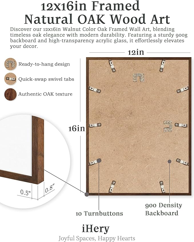 iHery Natural OAK Wood Walnut Color Framed Wall Art, 12x16 in Fashion Summer Tiny People Swimming In Ocean Canvas Wall Decor, Minimalist Beach Air For Bedroom Bathroom Living Room 1Pack