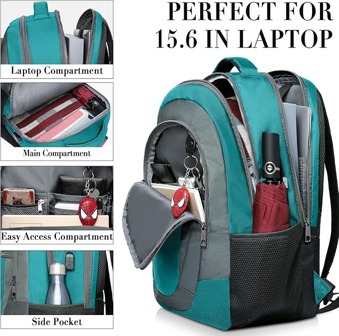 BIKROD Travel Laptop Backpack for Men and Women, Backpacks for School Teen Boys, Business Anti Theft Slim Durable Back Pack with USB Charging Port, Adult Computer Bag Gift 15.6 IN Laptop