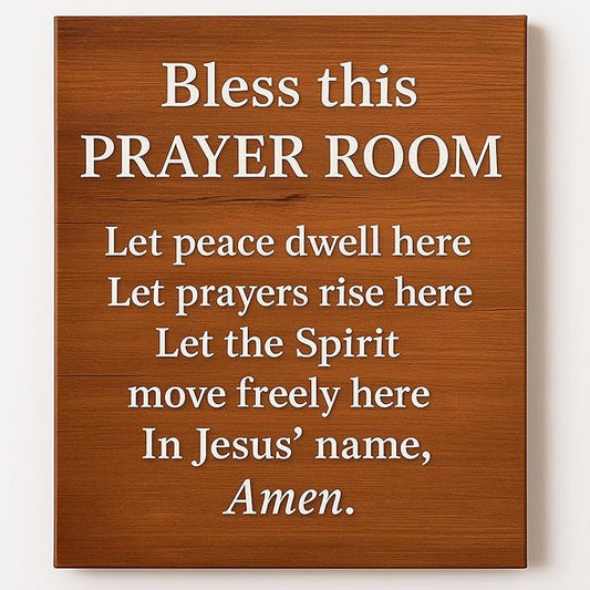 Bless This Prayer Room Canvas Print – Christian Blessing Wall Art Sign, 12x16 inch Faith Room Decor for Home Chapel, Meditation Space, and Prayer Corners