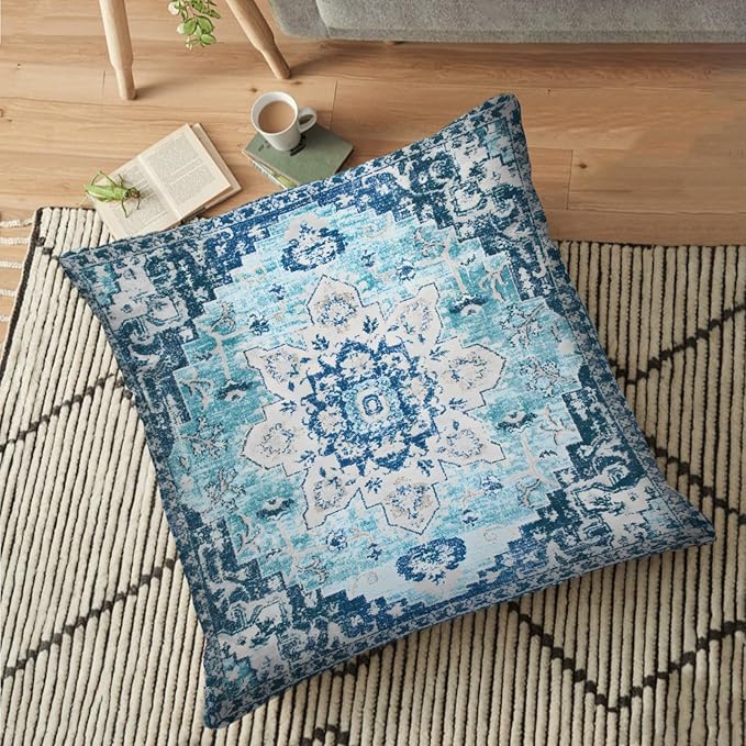 Boho Throw Pillow Covers 18x18 inch Set of 2,Bohemian Vintage Carpet Pattern Antique Ethnic Decor Double Sided Pattern Cushion Cover Soft Pillow Case Living Sofa Room Bed Square Pillow Cover