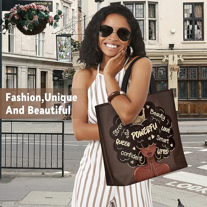 African American Black Women Tote Bag Black Girl Magic Shoulder Handbag For Work Travel Beach Shopping