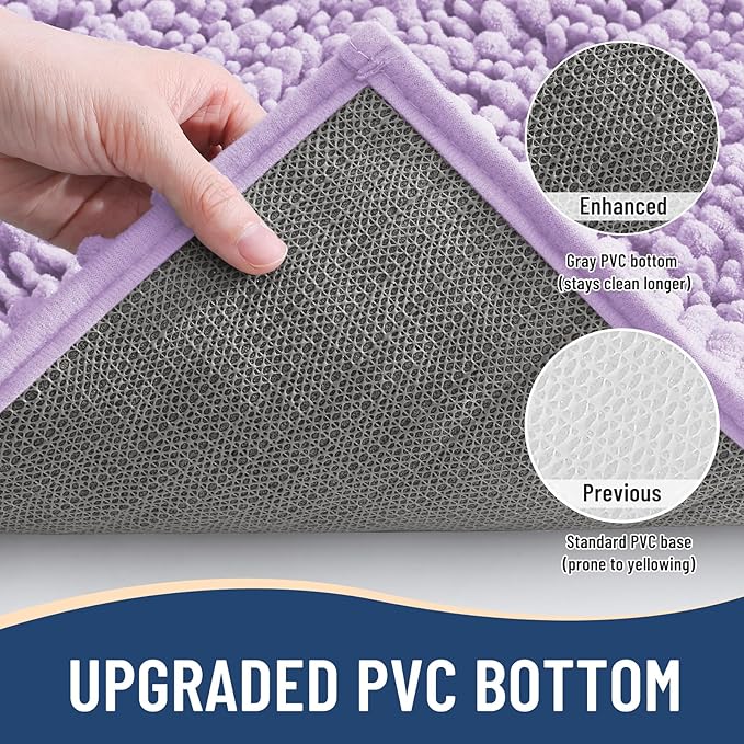 Arotive Luxury Chenille Bathroom Rug Mat, Extra Soft Thick Absorbent Shaggy Bath Rugs, Non-Slip Machine Wash Dry, Plush Bath Mats for Bathroom, Shower and Tub, 30x17, Light Purple