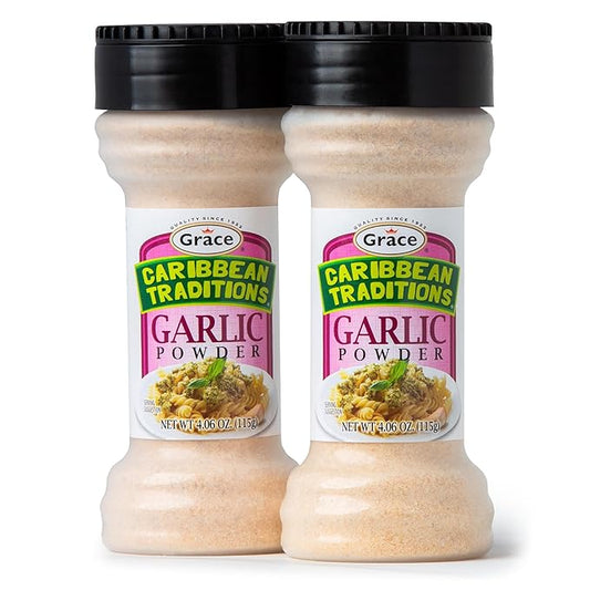 Grace Caribbean Traditions Garlic Powder - 2 Pack - Caribbean Granulated Garlic Powder - Ground Garlic Powder Seasoning for Cooking - Gluten Free Garlic Spice