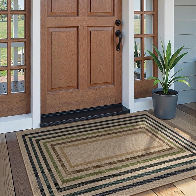 Lahome Modern Geometric Easy Jute Entryway Rug, 3x5 Washable Farmhouse Kitchen Rugs for Bedroom, Contemporary Non Slip Non Shedding Woven Carpet for Living Room