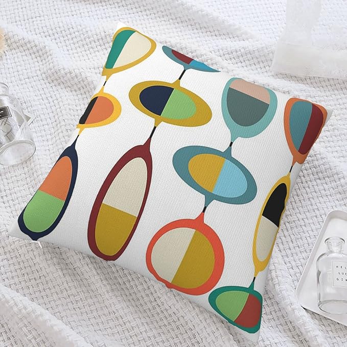 Mid Century Modern Square Pillow Case Throw Pillow Covers Decorative Pillowcase Cushion Cover with Car Couch Sofa Chair Bed Living Room 18x18 Inch
