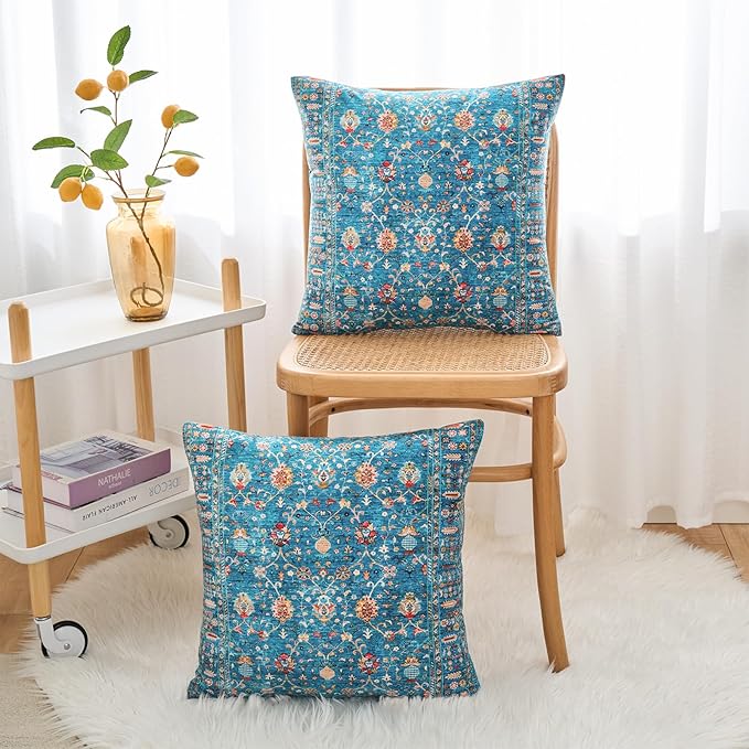 Boho Throw Pillow Covers 26x26 inch Set of 2,Boho Vintage Carpet Pattern Antique Ethnic Decor Double Sided Pattern Cushion Cover Soft Pillow Case Living Sofa Room Bed Square Pillow Cover