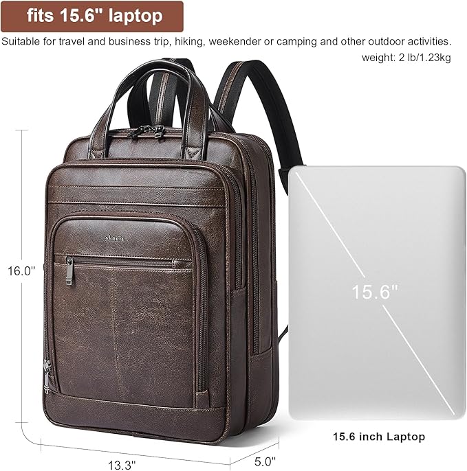 Shrrie 15.6" Laptop Backpack,Business Work Backpack Briefcase,Durable Computer Backpack for Office,Travel,College,Two-toned Coffee