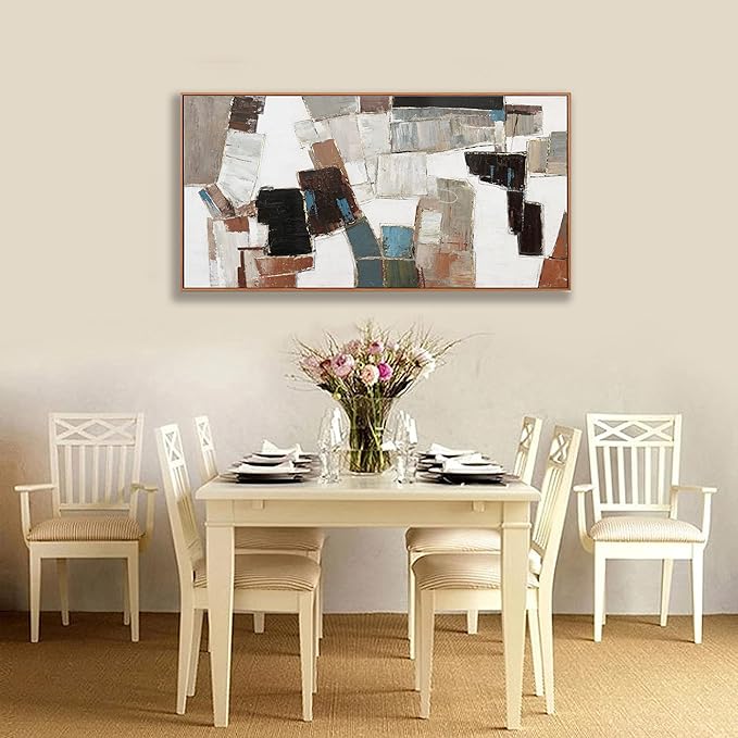 Wall Art Pictures For Wall Canvas Modern And Minimalist Wall Art 29"X58" Framed Wall Decor Artwork Painting Natural Wall Minimalist Geometric Line Art Decorations For Dinning Room Bedroom Home Office Kitchen