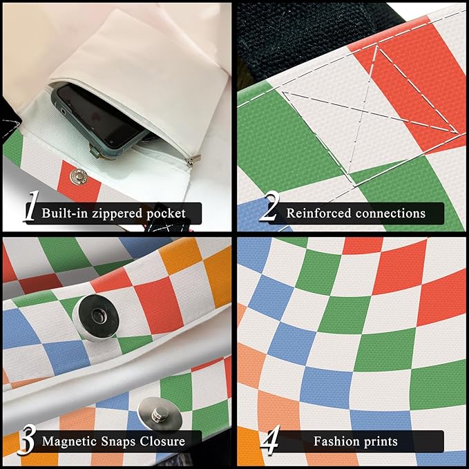 Canvas Tote Bag for Women，Cute Heavy-Duty Shoulder Bag with Zipper Pocket -Travel Tote for Grocery, Gym,Shopping