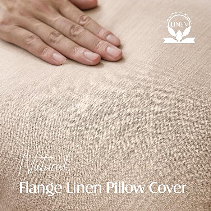 Foindtower Pack of 2, Decorative Linen Soild Throw Pillow Covers Soft Accent Cushion Case Farmhouse Neutral Pillowcase for Chair Couch Sofa Bedroom Living Room Home Decor 24 x 24 Inch Tan Beige