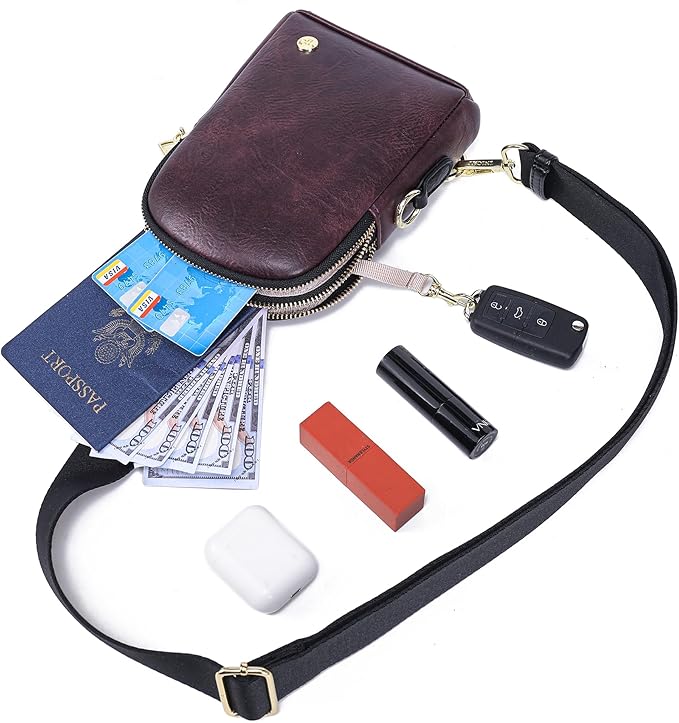 INICAT Travel Small Sling Bag Leather Crossbody Bags for Women Fanny Packs Cross Body Bag for Woman Cross Body Purses