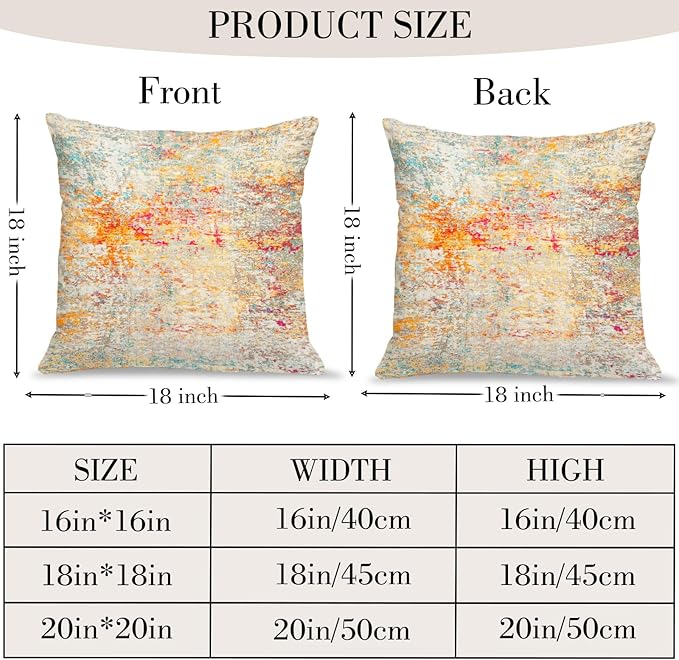 Boho Floral Throw Pillow Covers 18x18 inch Set of 2,Cream Boho Rug Geometric Floral Pattern Decor Double Sided Pattern Cushion Cover Soft Pillow Case Living Sofa Room Bed Square Pillow Cover