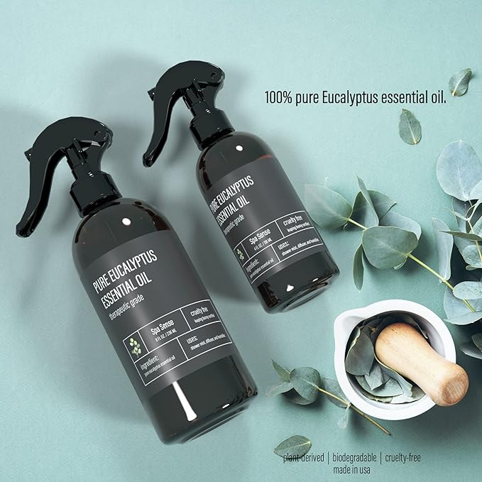 Pure Eucalyptus Oil Shower Mist and Steam Room Spray - Room Spray and Eucalyptus Spray for Shower - Premium Aromatherapy Eucalyptus Essential Oil Spray - 4 Ounce, 2 Pack